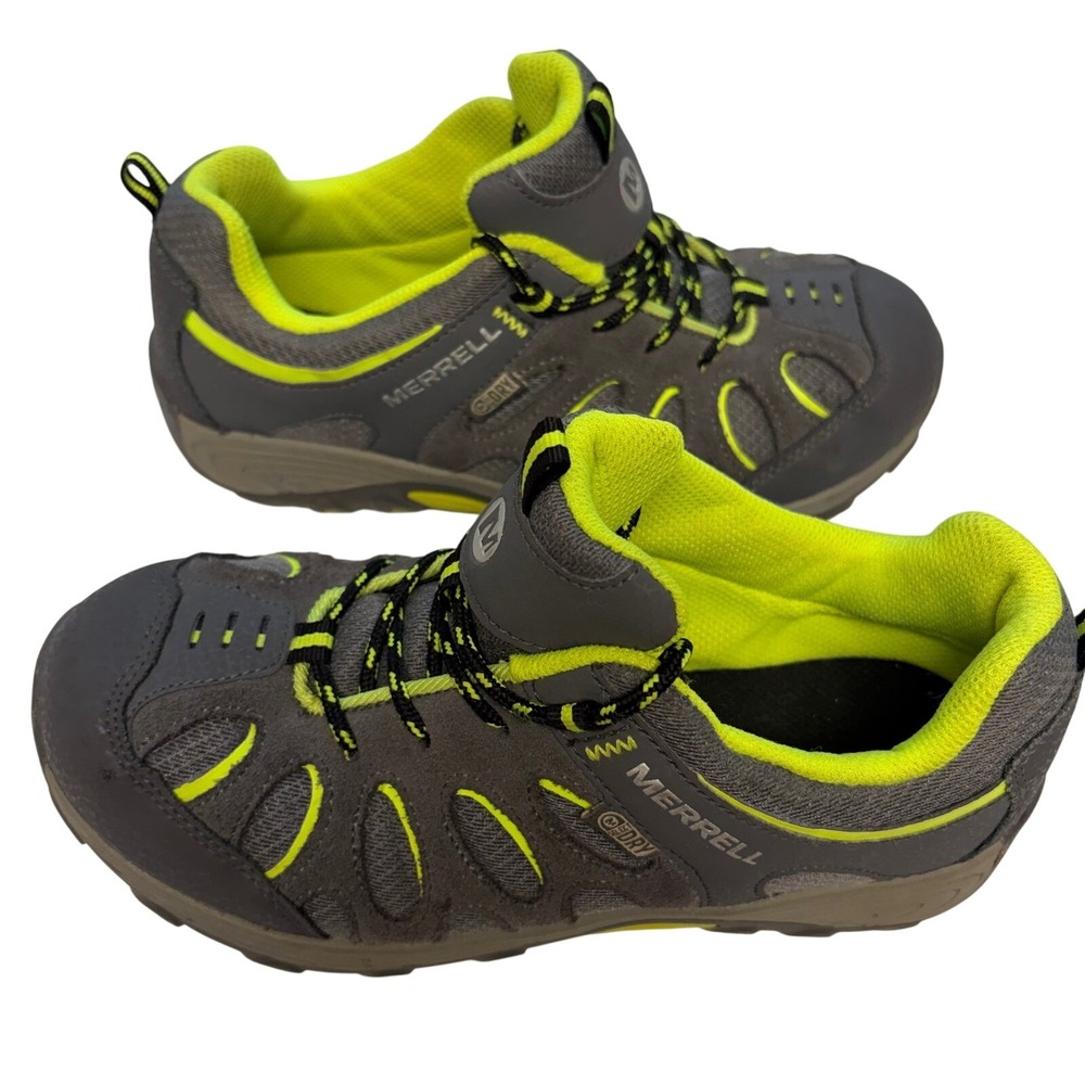 Merrell Chameleon Low Waterproof Boys Hiking Shoes Grey Lime MY57093 Size 4M